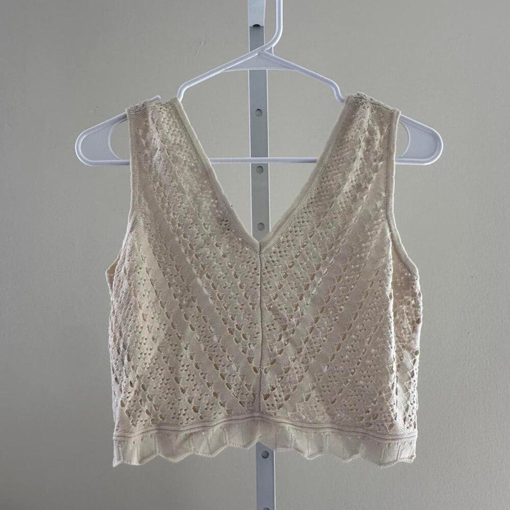 All saints cream crochet crop